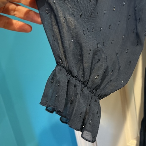 Altar’d State Harley smocked flare long sleeved boho mini dress blue sz M - Picture 2 of 5